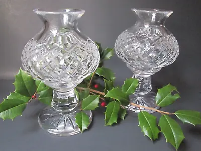 WATERFORD CRYSTAL Set Of Two! 7 1/4  Hurricane Lamps & Globes  ALANA  IRELAND • $149.99