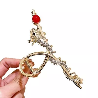 Dragon Hair Claw Clips Chinese Year Hairpin Metal Rhinestone Non-slip Barrettes • $3.03