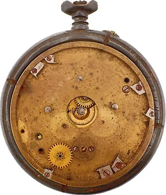 Antique Triple Date Moonphase  Pocket Watch Gun Metal Swiss Made Incomplete • $150