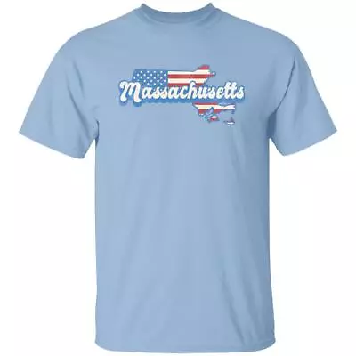 Massachusetts US Flag Unisex T-Shirt American Patriotic MA State Tee White Ash • $19.99