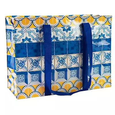 BlueQ Painted Tiles Shoulder Tote Bag In Blue And Yellow | 11  X 15  • £19.27