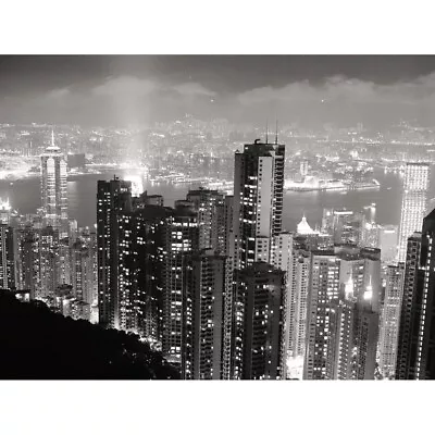 Black White Hong Kong City Skyscrapers Photo Canvas Wall Art Print Poster • £13.99