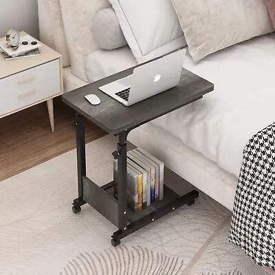 Adjustable Height C Table Sofa Side Bedside Table With Wheels Hospital Bed T... • $69.12