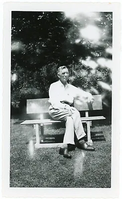Unusual Light Leak Camera Mistake Vintage Photo Man On Park Bench Portrait 71 • $5.95