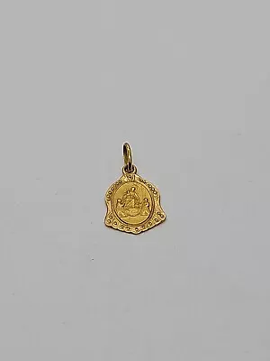 18K Yellow Gold Ave Maria Mother Virgin Mary Baby Jesus Charm Pendant 0.7 Grams • $124.99