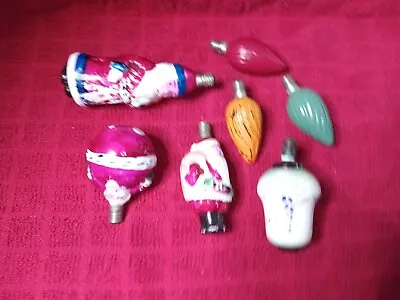 $11.02 • Buy Lot Of 7 Vintage Christmas Tree Light  Bulbs Milk Glass Santas Chinese Lantern