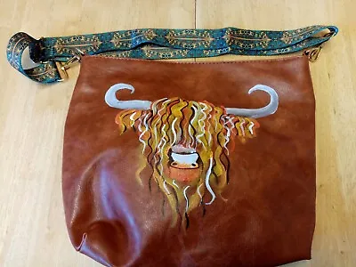 Hand Painted Faux Leather Shoulder Bag Highland Cow 3 Design • £24.99