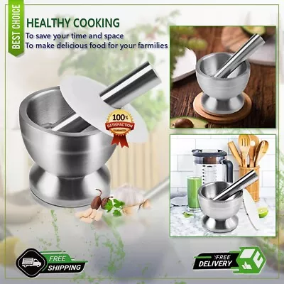 Mortar And Pestle Sets Food Safe Mortar And Pestle For Pills Spices Herbs +Lid • $24.99