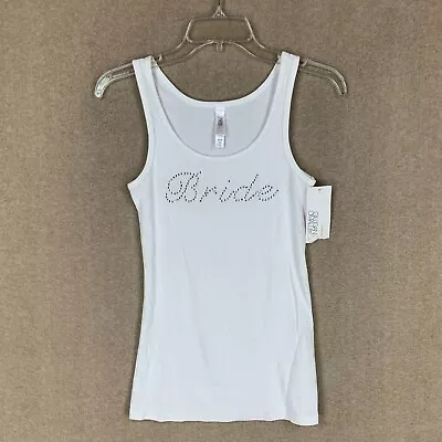 Gilligan Omalley Womens Tank M White Top Embellished  Bride  Bridal Bridesmaid • $11.18