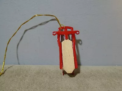 Miniature Red Metal Sled .75” X 1.5” Ornament Unbranded (cb7081) • $9.24
