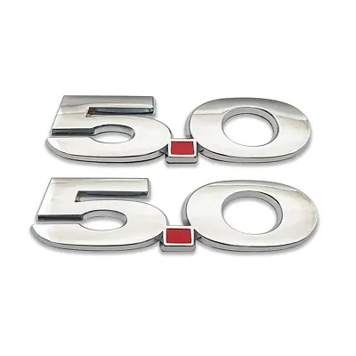 2x Chrome 5.0 Logo Emblem 5.0L Bagde 3D Metal Sticker Sport Decal For Mustang GT • $10.99