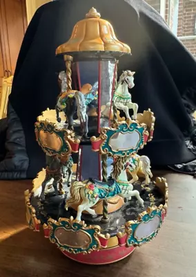 Enesco Double Tier Musical Revolving Merry-Go-Round Carousel 12   Non Working • $15