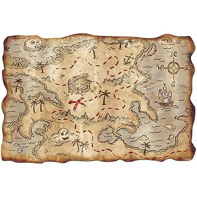 Leminated Pirate Treasure Map Party Bag Toy Prop Accessory Fancy Dress Costume • £1.49