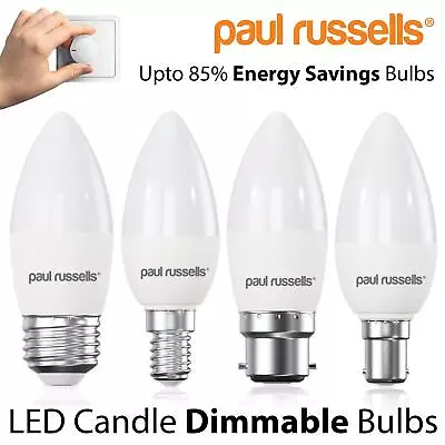 LED Dimmable Candle Bulbs 5.5W=40w Equivalent Energy Savings Warm Cool Day Light • £6.49