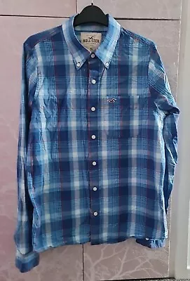 £4.99 • Buy Hollister Men's Blue Check Cotton Long Sleeve Shirt - Size Xl