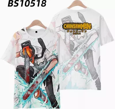 Anime Chainsaw Man 3d Print T-shirt Tops Men Women Summer Short Sleeve Tee • £16.20