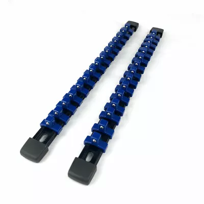 Blue 3/8″ Abs Mountable Socket Organizer Rail Rack Tools Sliding Holder 2pcs Us • $10.99