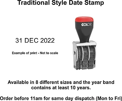 Date Stamp - Dater Traditional 8 Sizes - 3 4 5 7 9 12 15 & 18 Mm - FAST DISPATCH • £17.05