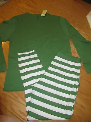 Leveret Men's L Large Pajamas PJ's Cotton Christmas Grinch Green Stripes NEW • $8