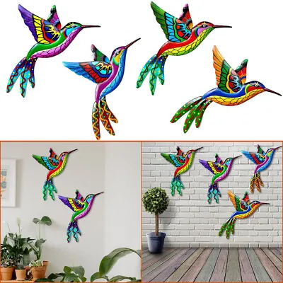£13.29 • Buy 4× Metal Bird Wall Art Sculpture Outdoor Hummingbird Hanging Garden Home Decor