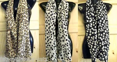 SOFT CHIFFON FEEL ANIMAL LEOPARD ZEBRA PRINT FASHION LADIES SCARF 150cmx50cm UK • £3.95