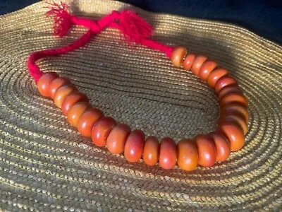 Vintage Red Coral Beads Necklace Berber Handcrafted Resin Moroccan Women Jewelry • $29.99
