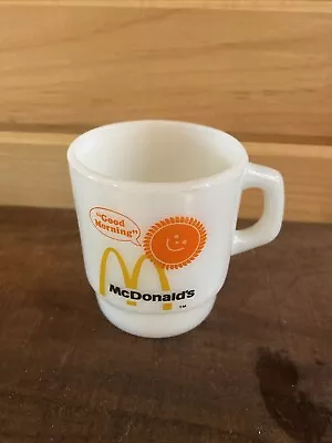 McDonalds Vintage Milk Glass Coffee Mug By Anchor Hocking Fire King Made In USA • $9.23