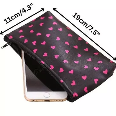 Heart Design Pencil Case Pen Coin Pouch Feminine Zip Pocket Bag UK Seller • £2.99