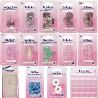 £4.25 • Buy Hemline Thread Bobbins Sewing Machines Metal Plastic Bobbin Box Holder 