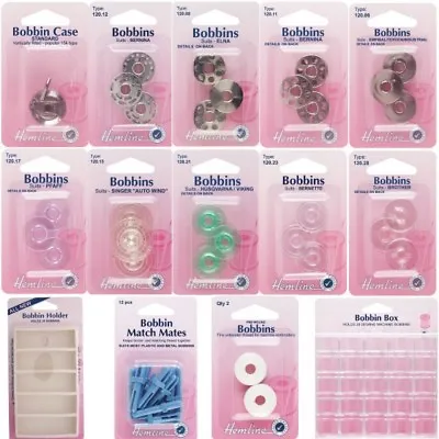 Hemline Thread Bobbins Sewing Machines Metal Plastic Bobbin Box Holder • £3.75