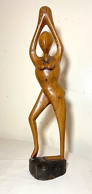 Antique Hand Carved Abstract Modernist Nude Lady Wood Figural Sculpture Statue . • $239.99