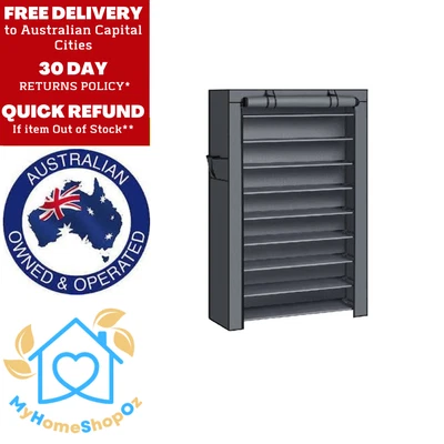 $159.99 • Buy Shoe Rack & Storage Cabinet With Dustproof Cover Grey 9-Tiers Hallway SONGMICS