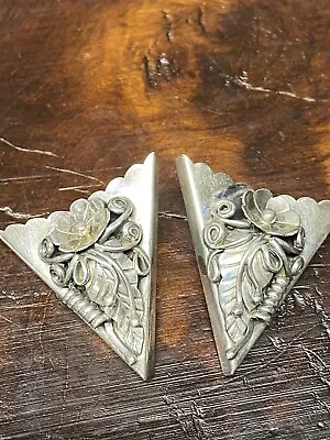Vintage Peyote Flower Leaf Men's Unique Collar Tips In 935 Argentium Silver • $191.25