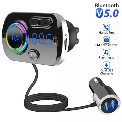 Wireless Bluetooth Car FM Transmitter Kit 2 USB Charger AUX Handsfree MP3 Player • £10.99