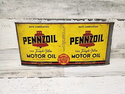 Vintage Yellow Pennzoil  The Tough Film  Motor Oil Can Quart Flattened To Sign • $22.99