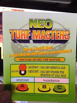 Neo Turf Masters Neo Geo Mini Arcade Marquee • $9.95