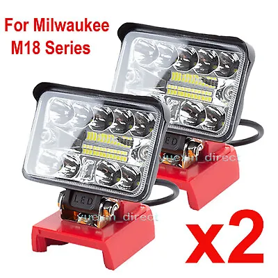 X2 Wireless LED Work Light For Milwaukee M 18 18V Battery W/USB Cordless Outdoor • £56.99