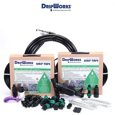 Dripworks Drip Tape Irrigation Kit For Watering Row Crops - Waters Upto 10 20' R • $119.95