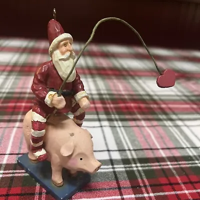 Midwest Of Cannon Falls Santa Claus Riding Pig Christmas Holiday Ornament Farmer • $10.50
