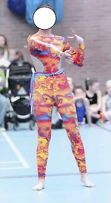 £40 • Buy Dazzling Multi Colour Lycra Dance Catsuit By Image, Abs Stunning! Size 4