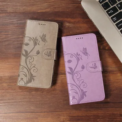 Phone Cover For Samsung J6 J4 J5 J7 Apricot Tree Embossed PU Leather Wallet Case • $11.87