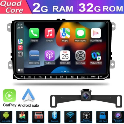 $124.90 • Buy 9'' Apple Carplay Car Stereo Radio GPS Head Unit For VW Jetta Golf  Amarok MK5/6
