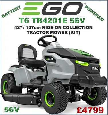 Ego T6 TR4201E 107cm Lithium Battery Ride On Lawn Mower Garden Tractor Lawnmower • £4799