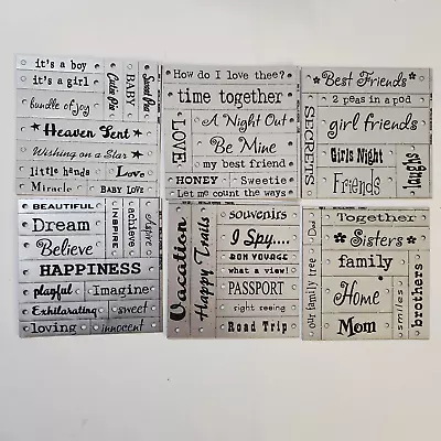 NEW 6 Sets TAGS LABELS Metallic Words FAMILY FRIEND LOVE BABY VACATION INSPIRE-G • $9.99
