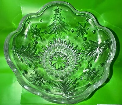 Vintage Mikasa Clear Crystal Christmas Trees Small Footed Bowl; 6” X 4” • $14.98