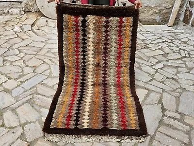 Terrific Turkish Tulu RugVintage Anatolian Tulu Wool Pile Area Rug • $357