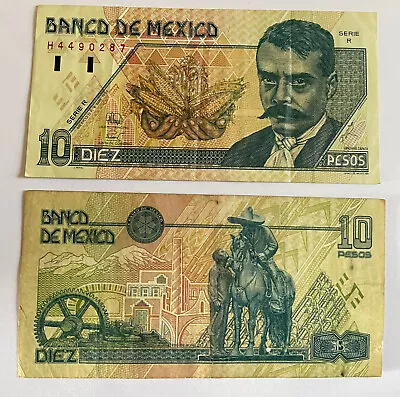 Mexico Banknote 10 Pesos. Mexican  ZAPATA  100 % ORIGINAL USED Exc 1  ( ONE PC ) • $32