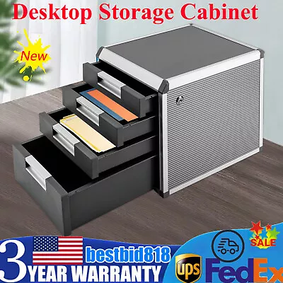 4-Drawer Desktop Storage Cabinet Desktop File Cabinet With Labels Lock Office  • $61.75