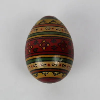 Vintage Eastern European Decorative Wood Egg Hand Painted Ornament Folk Art • $16.14