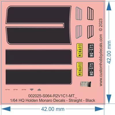 Holden HQ Monaro - Many Scales - Angled & Straight -  Water & Vinyl Decals • $14.90